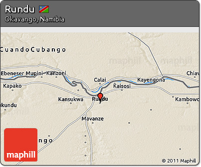 Shaded Relief 3D Map of Rundu