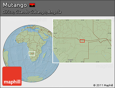 Savanna Style Location Map of Mutango, hill shading