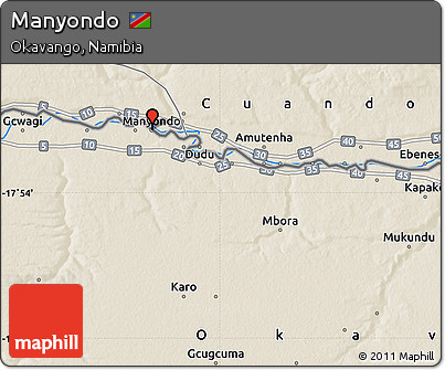 Shaded Relief Map of Manyondo