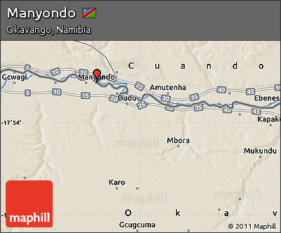Shaded Relief Map of Manyondo