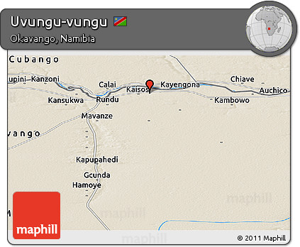 Shaded Relief Panoramic Map of Uvungu-vungu