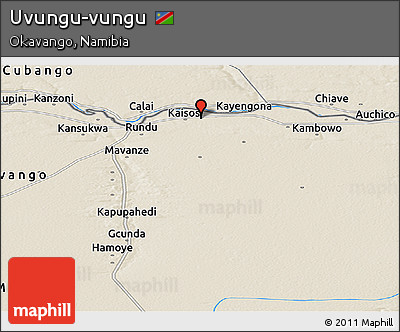 Shaded Relief Panoramic Map of Uvungu-vungu