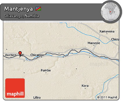 Shaded Relief 3D Map of Mantjenya