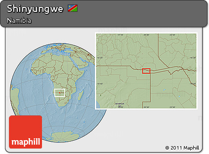 Savanna Style Location Map of Shinyungwe, hill shading