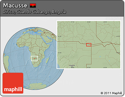 Savanna Style Location Map of Macusse, hill shading