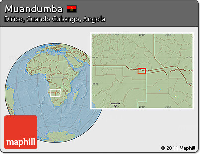Savanna Style Location Map of Muandumba, hill shading
