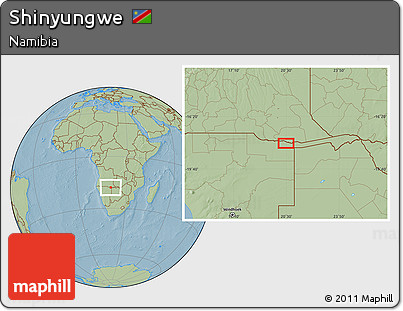 Savanna Style Location Map of Shinyungwe, hill shading