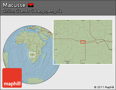 Savanna Style Location Map of Macusse, hill shading