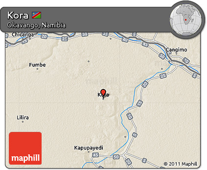 Shaded Relief Map of Kora