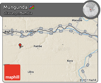 Shaded Relief Map of Mungunda