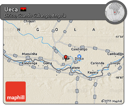 Shaded Relief Map of Ueca