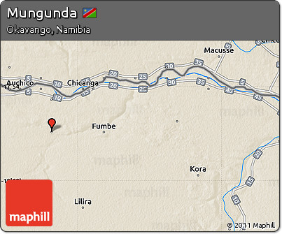 Shaded Relief Map of Mungunda