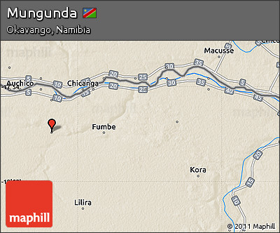 Shaded Relief Map of Mungunda