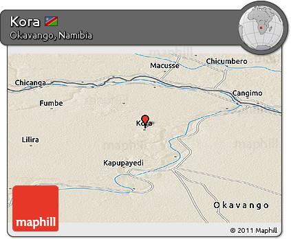 Shaded Relief Panoramic Map of Kora