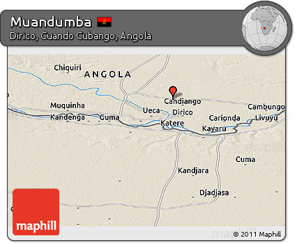 Shaded Relief Panoramic Map of Muandumba
