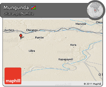 Shaded Relief Panoramic Map of Mungunda