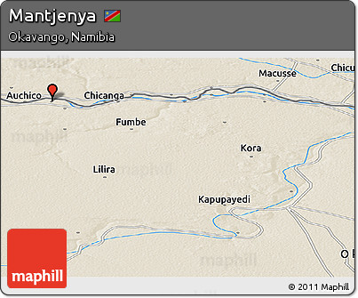 Shaded Relief Panoramic Map of Mantjenya