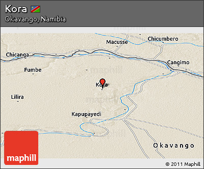 Shaded Relief Panoramic Map of Kora