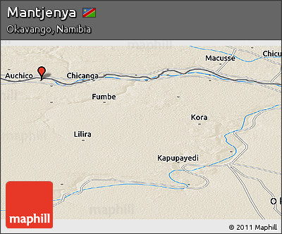 Shaded Relief Panoramic Map of Mantjenya