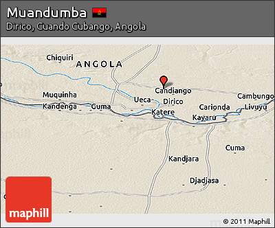Shaded Relief Panoramic Map of Muandumba