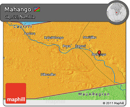 Political 3D Map of Mahango