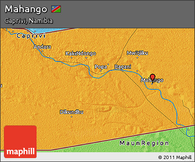 Political 3D Map of Mahango