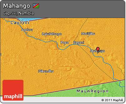 Political 3D Map of Mahango