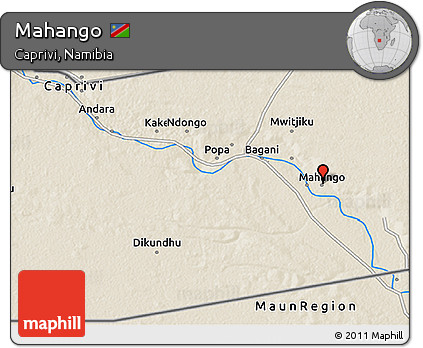 Shaded Relief 3D Map of Mahango