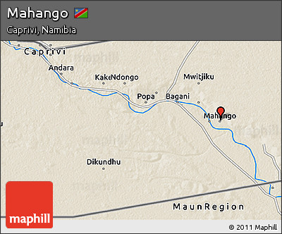 Shaded Relief 3D Map of Mahango