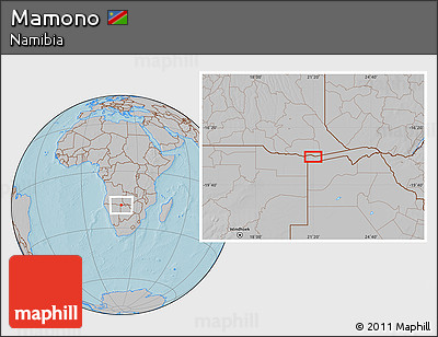 Gray Location Map of Mamono, hill shading