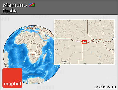 Shaded Relief Location Map of Mamono