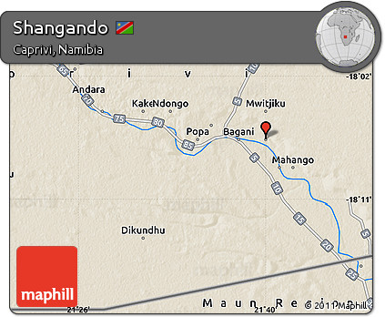 Shaded Relief Map of Shangando