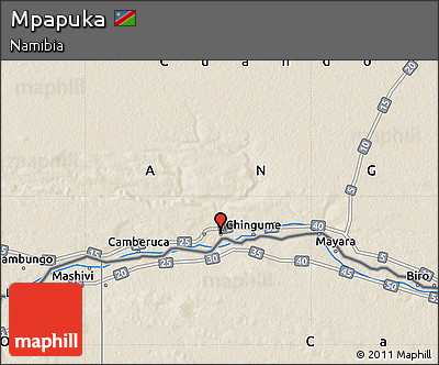 Shaded Relief Map of Mpapuka
