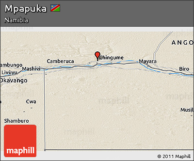 Shaded Relief Panoramic Map of Mpapuka