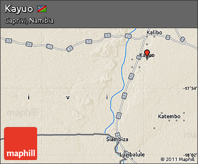 Shaded Relief Map of Kayuo
