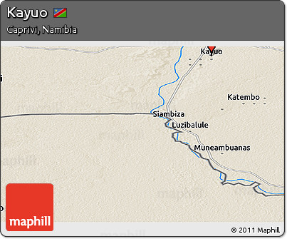 Shaded Relief Panoramic Map of Kayuo