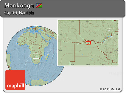 Savanna Style Location Map of Mankonga, hill shading