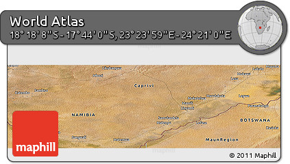 Satellite Panoramic Map of the Area around 18° 1' 4" S, 23° 52' 30" E