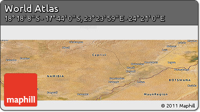 Satellite Panoramic Map of the Area around 18° 1' 4" S, 23° 52' 30" E
