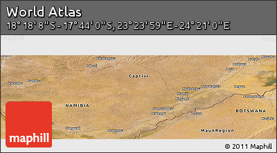 Satellite Panoramic Map of the Area around 18° 1' 4" S, 23° 52' 30" E
