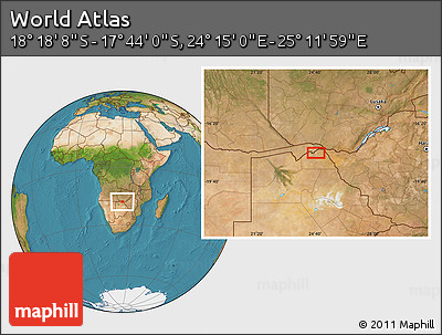 Satellite Location Map of the Area around 18° 1' 4" S, 24° 43' 30" E