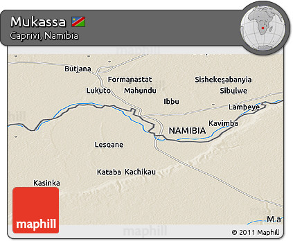 Shaded Relief Panoramic Map of Mukassa