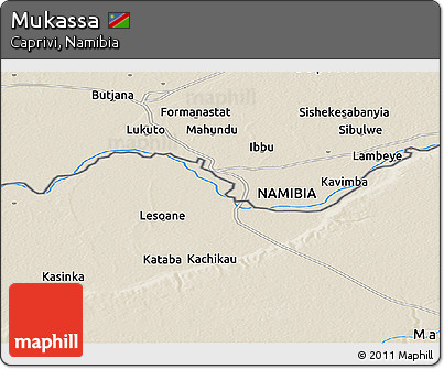 Shaded Relief Panoramic Map of Mukassa