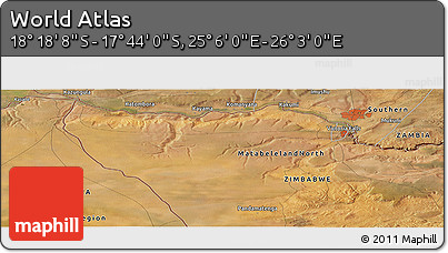 Satellite Panoramic Map of the Area around 18° 1' 4" S, 25° 34' 30" E