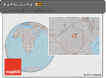 Gray Location Map of Kambuzuma, hill shading