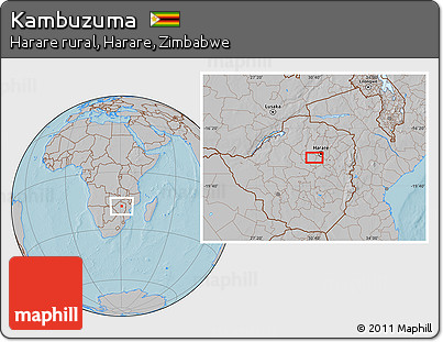 Gray Location Map of Kambuzuma, hill shading