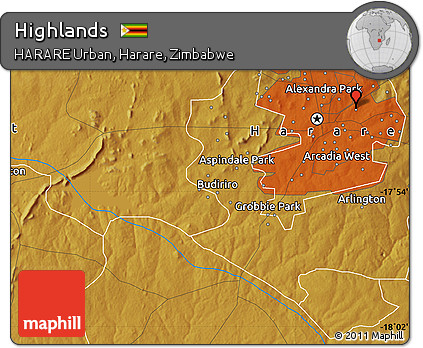 Physical Map of Highlands