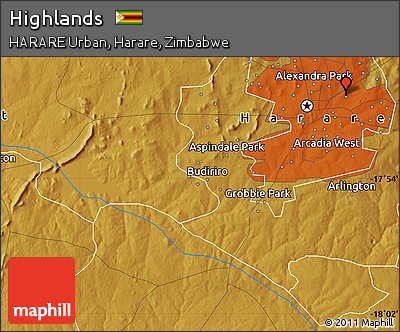 Physical Map of Highlands