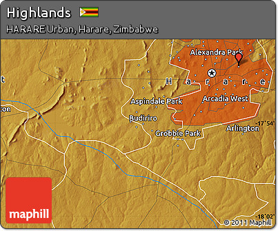Physical Map of Highlands