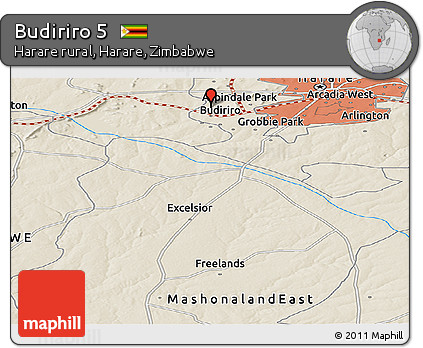 Shaded Relief Panoramic Map of Budiriro 5